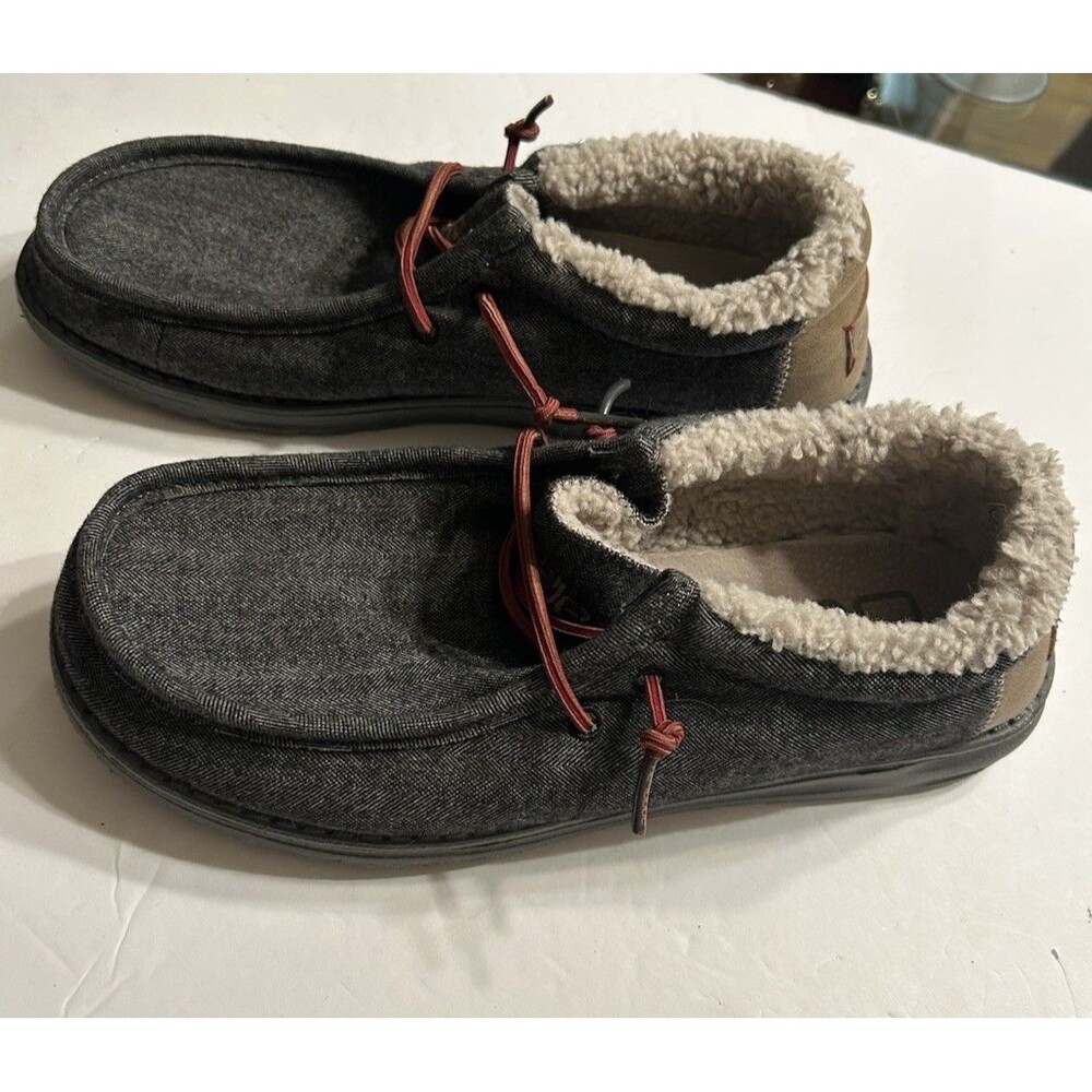 Hey Dude mens Wally Black Shell Slip On Fleece Lined Size 8 EU 41 - Picture 3 of 6